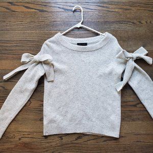 Ann Taylor Sweater Top Gray Bow XS